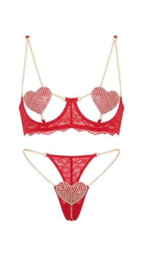 HN 9074 Women Heart Bikini With Chains - Sexy Design - One Size Up To 80 Kg Swimwear