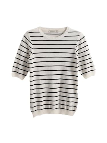 LC WAIKIKI Woman Crew Neck Striped Short Sleeve Women's Knitwear Sweater