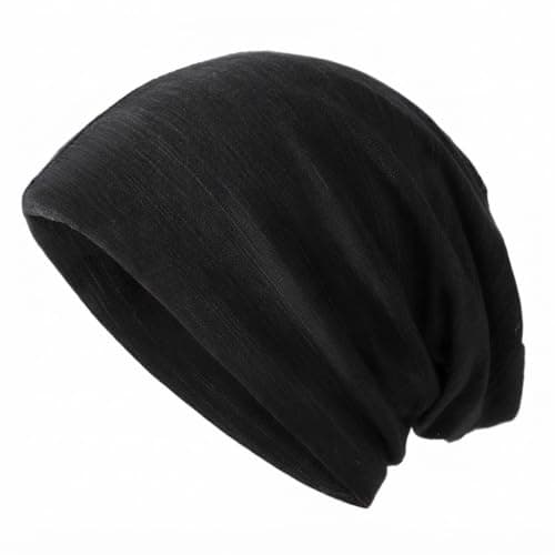 Black Soft Cotton Seamless Bandana for Women - Light and Comfortable for Holding Hair and Daily Use Apparel head neck covering