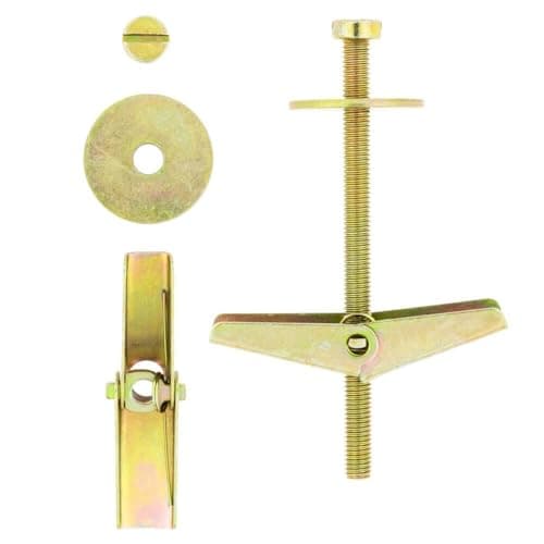 5MX90M Yellow Butterfly Wing Screws for Drywall Fixing - High Tension Strength (10 Pieces)