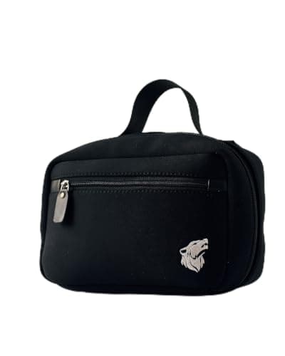 Men's Grooming Toiletry Bag with Waterproof Leather | Padded Stretchy Exterior, Travel-Ready Size, Organised Storage, Impact Protection, Compact Design