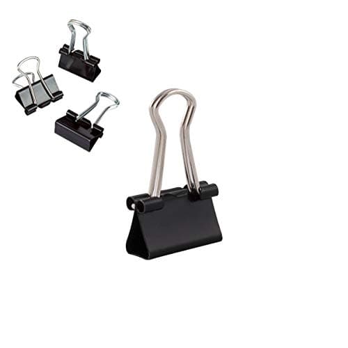 D.RECT Foldback Clips Multi-Purpose Clips Paper Metal Binder Clips for Notes Writing Paper Clip Office Supplies Pack of 12 Black 12 Packets 15 mm Paper clip clamp