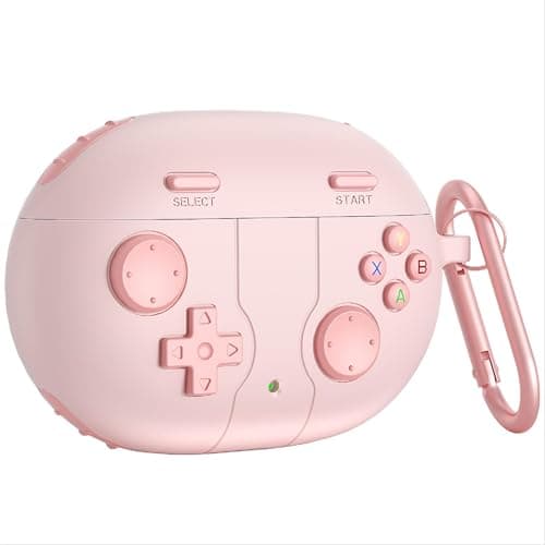 GIOPUEY Case Compatible with Beats Studio Buds/Plus, Cute Fun Cartoon Silicone TPU Protective Case with Keychain Hook Case Cover for Boys Girls Men Women - Pink