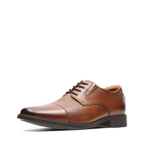 Clarks Men's Tilden Cap Oxford, Dark Tan Leather, 7 UK, Dark Tan Leather, 41 EU Shoes