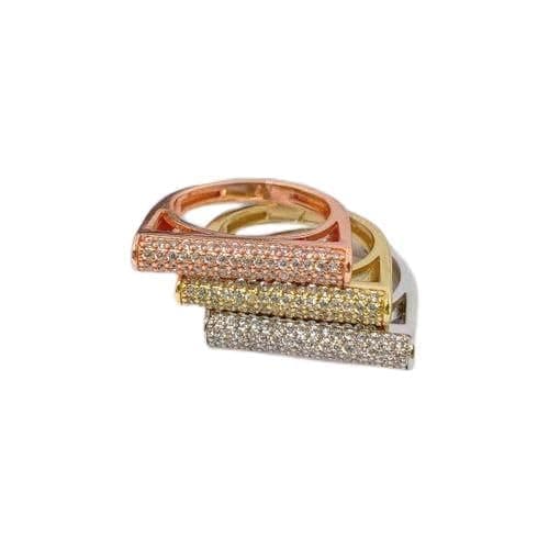 3 Diamonds 292474661779535 3-Ring Set - Silver, Gold, Rose Gold, Platinum Plated & High-Quality Gold