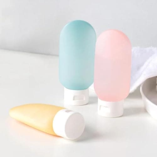 Generic Set of empty silicone travel containers for organizing shampoo and creams,3-piece set,Stylish design and attractive colors,Suitable for shampoo, lotion, and creams,Ideal for travel, .ri Bottle