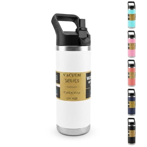 Water Bottle 540ml, Vacuum Insulated Stainless Steel Flask with Leakproof Lid and Double-Wall Design for Hot and Cold Drinks, Sports, Work and Travel, F-1550 (White)