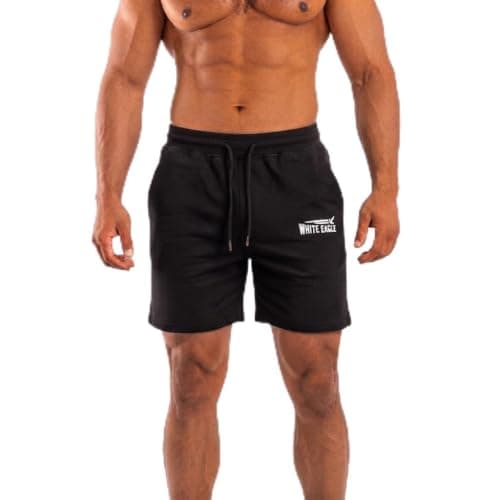 Rubber Printed Shorts White Eagle Men's Premium Athletic Sweat - Heavyweight Cotton Blend Shorts with Drawstring and Pockets