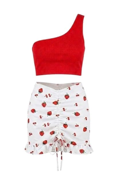 2 Piece Strawberry Lingerie - Soft Stretch Material Sexy Feminine Design - Suitable for Home Use and Special Occasion k(code 1036) Bra underwear set