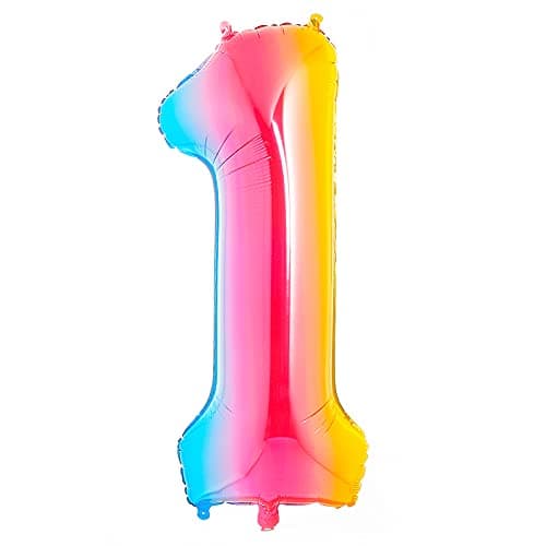 PartyWoo Gradient Balloons, 40 Inch, Number 1, 1191