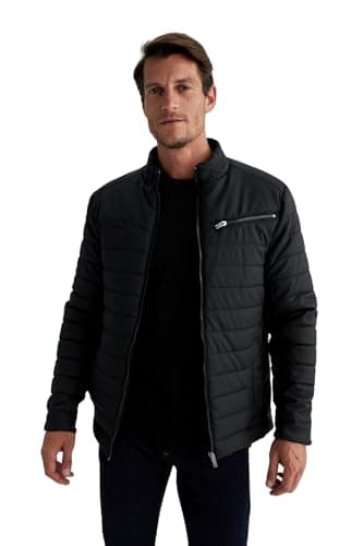 DeFacto Mens Slim Fit High Neck Outer Wear PU Mont X4014AZ PU Mont (pack of 1) Coat