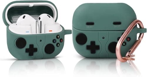 Compatible with Galaxy Buds 3 Pro Case, Lamshaw Handheld Game Console Design Case with Keychain, Durable Silicone Protective Compatible with Galaxy Buds 3, Buds3 Pro, Buds3/Buds3 Pro) (Green) Portable electronic device cover