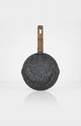 Deep Granite Frying Pan with Heat-Resistant Wooden Handle.(16cm)