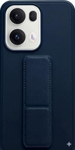 Leather Wallet Case Compatible with Oppo Reno13F Leather Back Cover With TPU Frame, Shockproof Protective Phone Case with Card Holder Stand (Blue)