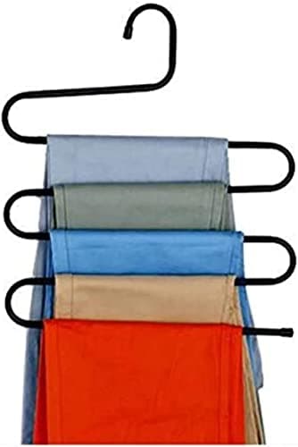 Pants Hanger Closet Organizer Non Slip Multi Layers Stainless Steel Adjustable Trousers Storage Rack Space Saving for Jeans Ties Scarves