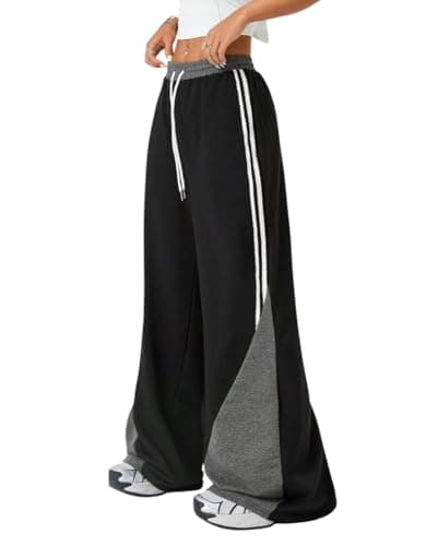 MIZA Women's Wide Leg Wide Sweatpants – Two Side Stripes – High Waist – Summer Milton Cotton Material – Sweat Pant for Girls and Women