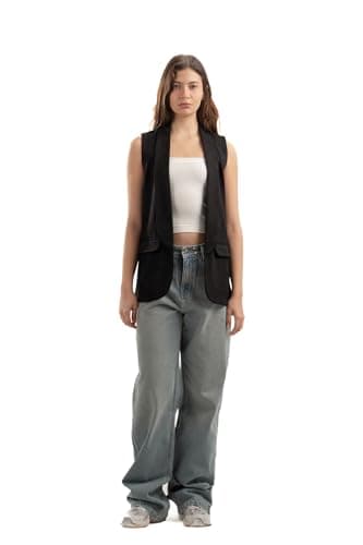 ASTK Womens Studded Wide Leg Jeans Pants