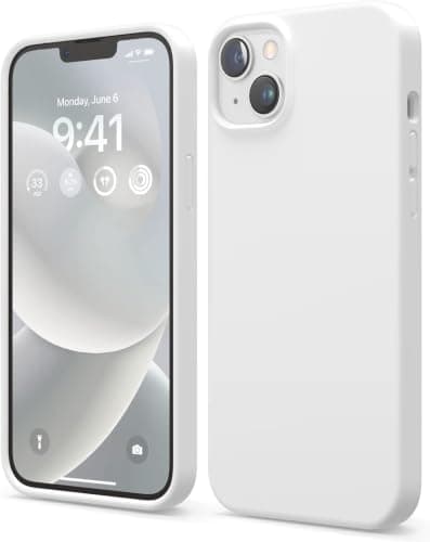 Case Cover (Compatible with iPhone 15 Plus) Case Liquid Silicone Case Full Body Protective Cover Shockproof Slim Phone Case Anti-Scratch Soft Microfiber Lining (White) Cellular phone case