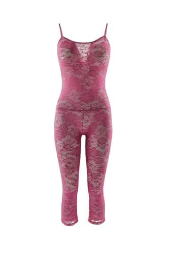 Women's Sheer Lace Camisole Capri Lingerie Jumpsuit