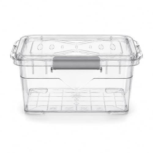 Reusable Container Box, BPA-Free Food Storage Container, Airtight Seal Lid & Clips, Dishwasher & Freezer Safe, Transparent/Grey. (3 liter)