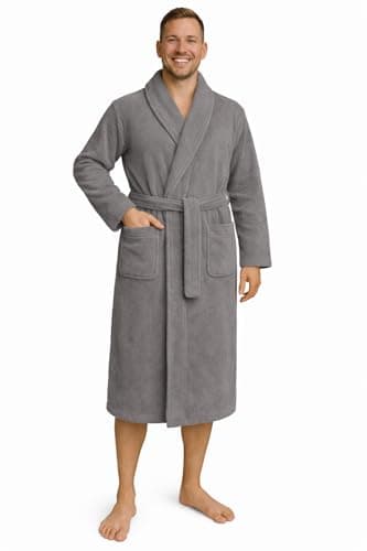 ISTANBUL MODEL Men Plush Fur Bathrobe, Hooded Soft Dressing Gown, Warm Robe, Multiple Colors, Sizes M to 3XL