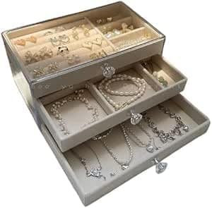 Luxury Jewelry Accessories Organizer 3 Drawer Velvet Lined with Clear Acrylic Outer Cover for Protection ar Jewelry storage