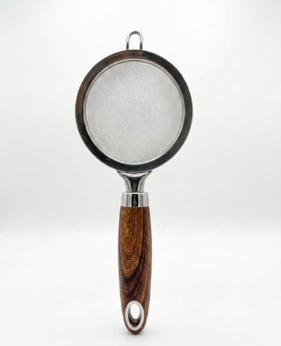 Generic Stainless Steel Juice Strainer With Wooden Handle, Fine Mesh Kitchen Sieve For Filtering Juice, Tea And Liquids, Durable Rust Resistant Strainer With Comfortable Grip For Daily Use.