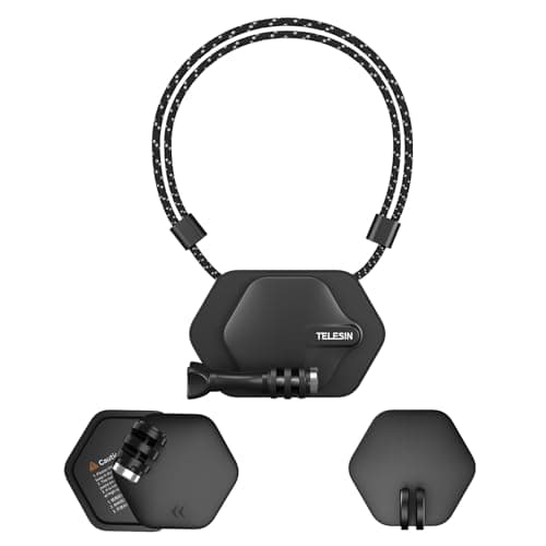 TELESIN Magnetic Chest Mount + Neck Strap + Nano Snap Mount + Selfie Stick Magnet Quick Release Base, 360 Vertical Body Attachment for Hero 11 10 9 8 7 6 5 Insta360 DJI Action 2 3 Accessories Portable electronic device mount