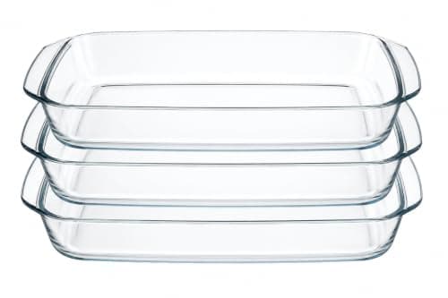 Newhome 360 Czech 3L Rectangular Glass Baking Dish, Heat-Resistant Borosilicate Bakeware for Lasagna, Roasting, Baking, Desserts and Everyday Family Cooking Casseroles