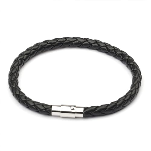 QDHUAN Leather braided Bracelet Double Wrap Braided Leather Bracelet for Men Women Unisex Multilayer Black Stackable Woven Weave Braided Genuine Leather Bracelet Woven Bangle Bracelet Handcrafted