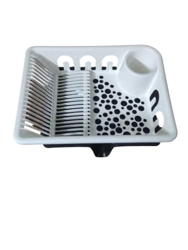 Plastic Dish Rack with Base, Sink Strainer for Kitchen, Dishes, Spoons, Cups Organizer (White F)