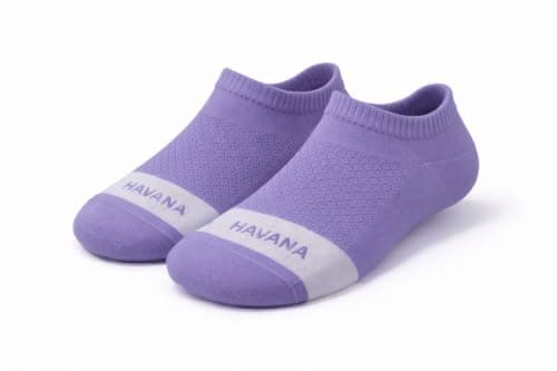 Havana Socks Purple Ankle White Band H-PAWB0 | Mid-Calf Length, Cotton
