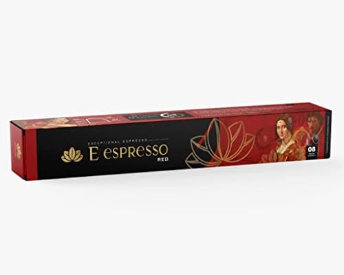 E espresso Red 08 Medium Intensity 10 Aluminium Capsules compatible with Nespresso Machines Coffee