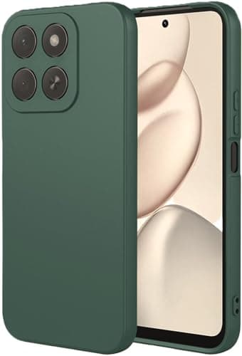 Honor X7d Shockproof Liquid Silicone Back Case Cover with Fur Lined Interior and Full Camera Cover for Honor X7d (Oil) Cellular phone case