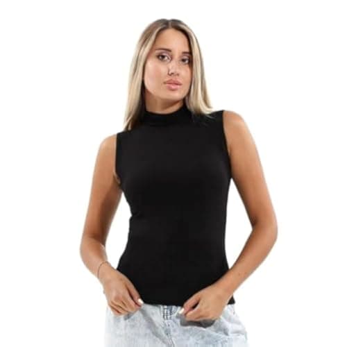 Mesery Cottovega Plain High Neck Sleeveless Undershirt - Black (3XL) Shirt