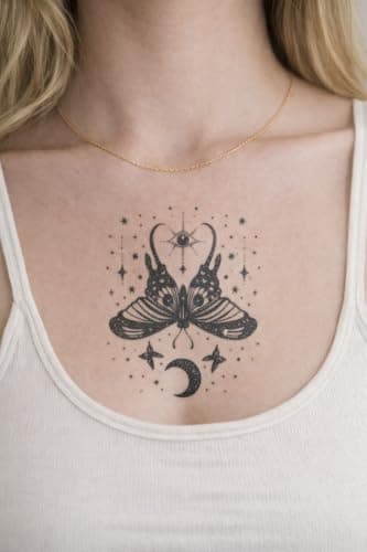 Mila Temporary Tattoo Stickers for Women – Semi Transparent Waterproof Body Art, Easy Apply & Remove, Fashion Skin Decals, Elegant Stylish Designs – Butterfly | ملصقات تاتو شفافة مؤقتة للنساء (11)