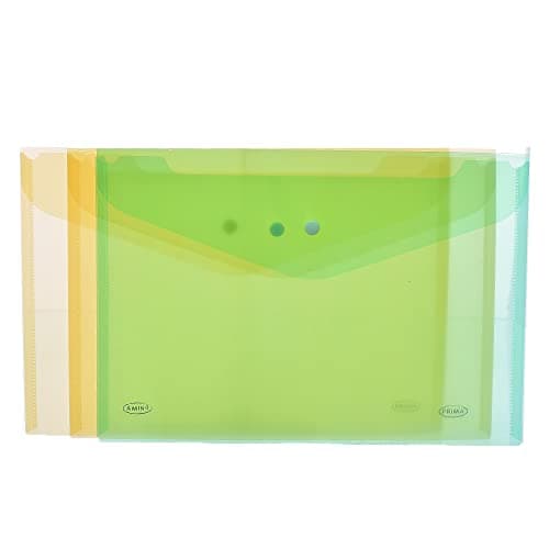 Prima FC-140 Transparent Envelope Folder With Capsule Pack Of 6 Pieces Green Yellow File folder