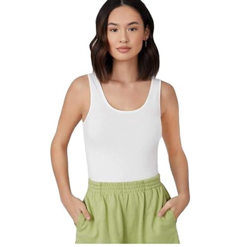 Women's Cotton Stretch Plain Tank Top - White Shirt