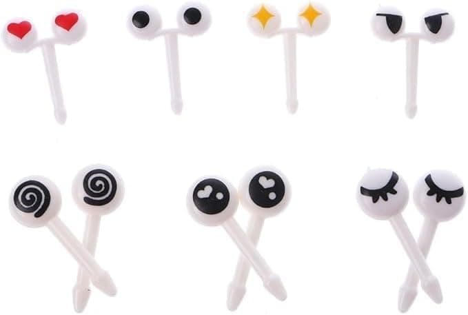 Cute Eye Mini Food Fruit Picks Kid Forks Bento Lunch Box Tool Tableware Excellent And Durability and convenience 10 pack