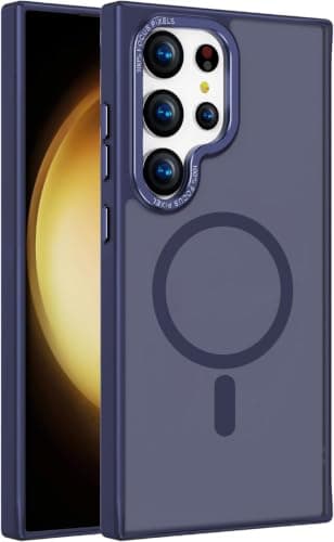 Case Cover Translucent Matte Slim Shockproof Magnetic Phone Case (Compatible with Samsung S23 Ultra) Women Men Girl Boy Protective Cover (Blue) Cellular phone case