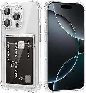 Case for iPhone 16 Pro Max with Card Holder Transparent Crystal TPU Silicone Protective Case Scratch-Resistant Mobile Phone Case Plastic Case Cellular phone case