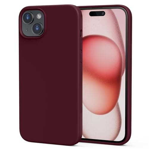 TIIXXA Silicone Case Designed for iPhone 15 Plus Case 6.7 Inches, Soft Ultra Slim Protective Shockproof Liquid Silicone Phone Case Cover with Anti-Scratch Microfiber Lining Wine Red Cellular phone case