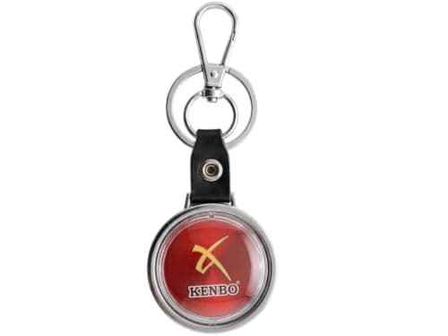 ميدالية مفاتيح ، معدنية بيضاوية مع حزام جلدي، لون أخضر Keychain