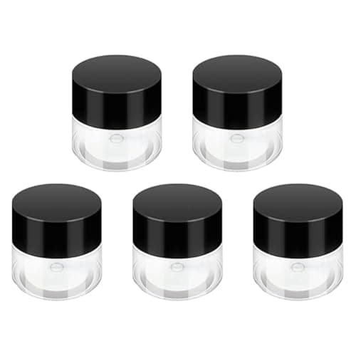 20ml Empty Cream Jar Travel Containers Packaging Round Shape Clear Plastic Sample Bottle 5 Pieces with Black Screw Caps