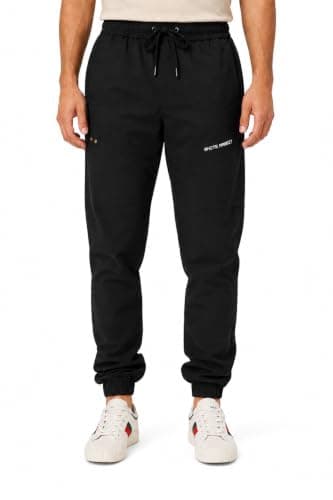 White Rabbit Men Slip On Plain Black Practical Joggers