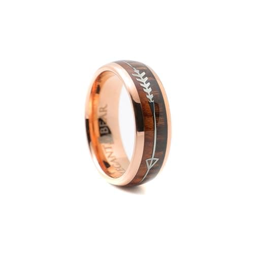 Gold Tungsten Carbide Ring inlaid with Natural Koa Wood A119