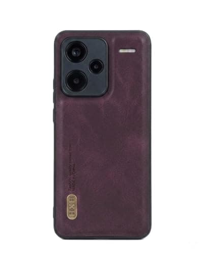 Leather Case For Leather Protective Case For Stylish Compatible With (Redmi Note 13 Pro Plus) Design Protection Anti Fingerprint Protection Case Made Of Classic Vintage Faux Leather (Wine Red) Cellular phone case