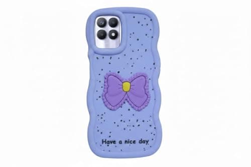 Compatible Case With Realme 8i, [Drop Protection] 3D Bow Pattern Soft TPU Shockproof Phone Case Full Body Protection (Purple) Cellular phone case