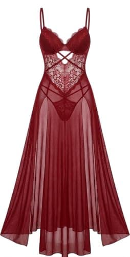 Women's Long Sheer Lingerie – Soft and Comfortable Home Use Sleep Leisure (AN) Nightgown nightshirt