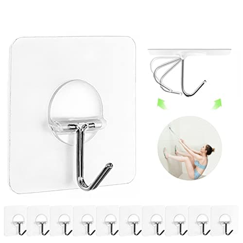 Adhesive Hooks for Hanging Heavy Duty Wall Hooks Self Adhesive Towel Coat Hooks Waterproof Transparent Hooks for Bathroom Shower Kitchen Keys Door Outdoor Home Improvement Utility Hook 12 Pack Storage hook